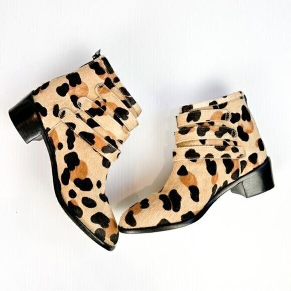 LOEFFLER RANDALL booties womens size 7 Ponyhair Animal Print Lace-Up Ankle - Picture 6 of 15